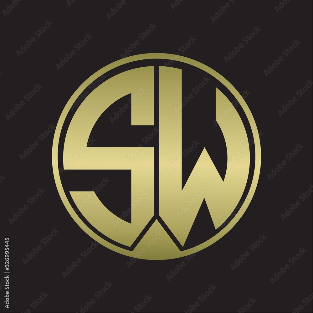 SW Logo monogram circle with piece ribbon style on gold colors SW Logo monogram circle with piece ribbon style on gold colors