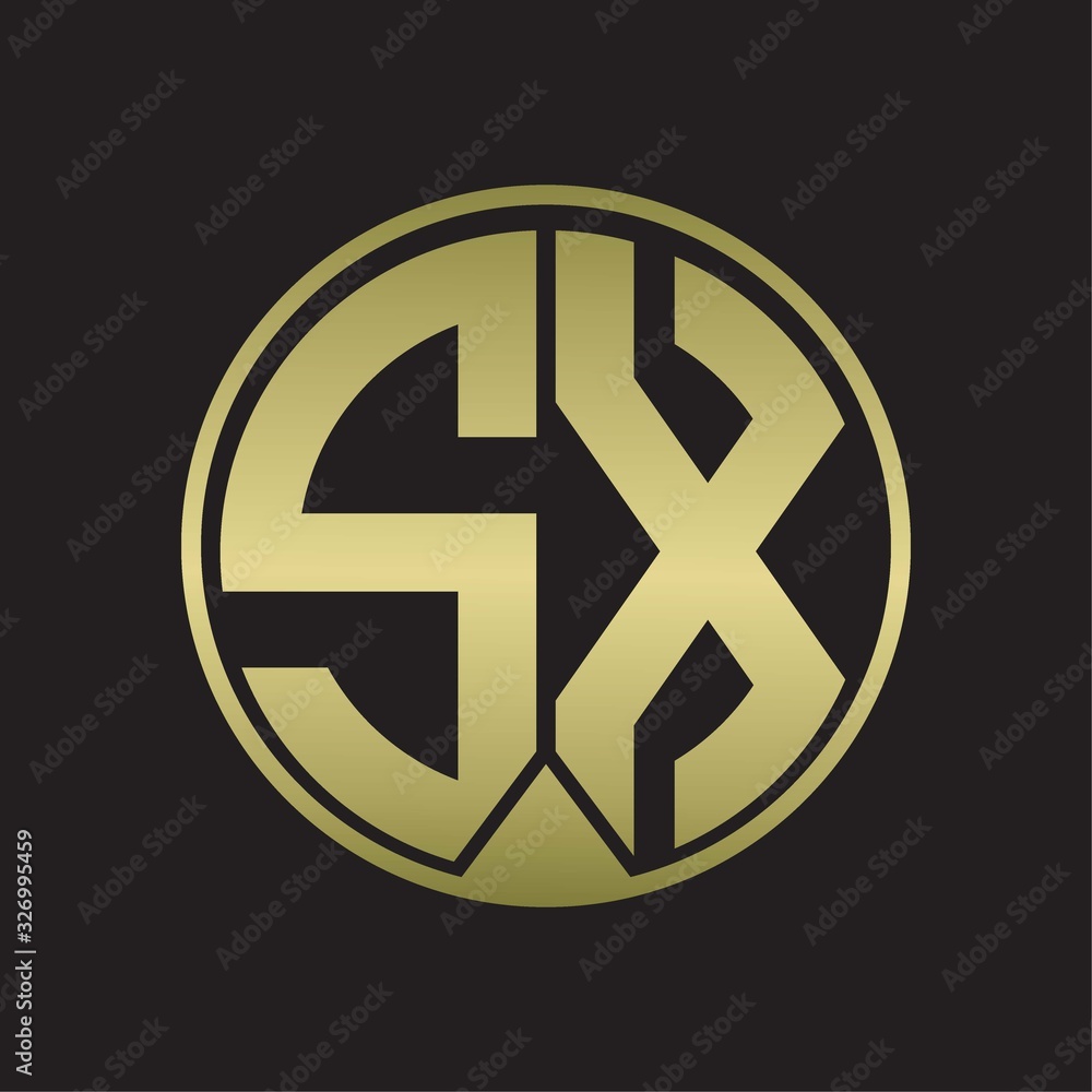 SX Logo monogram circle with piece ribbon style on gold colors SX Logo monogram circle with piece ribbon style on gold colors