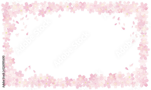 水彩風 淡いピンクの桜フレーム4