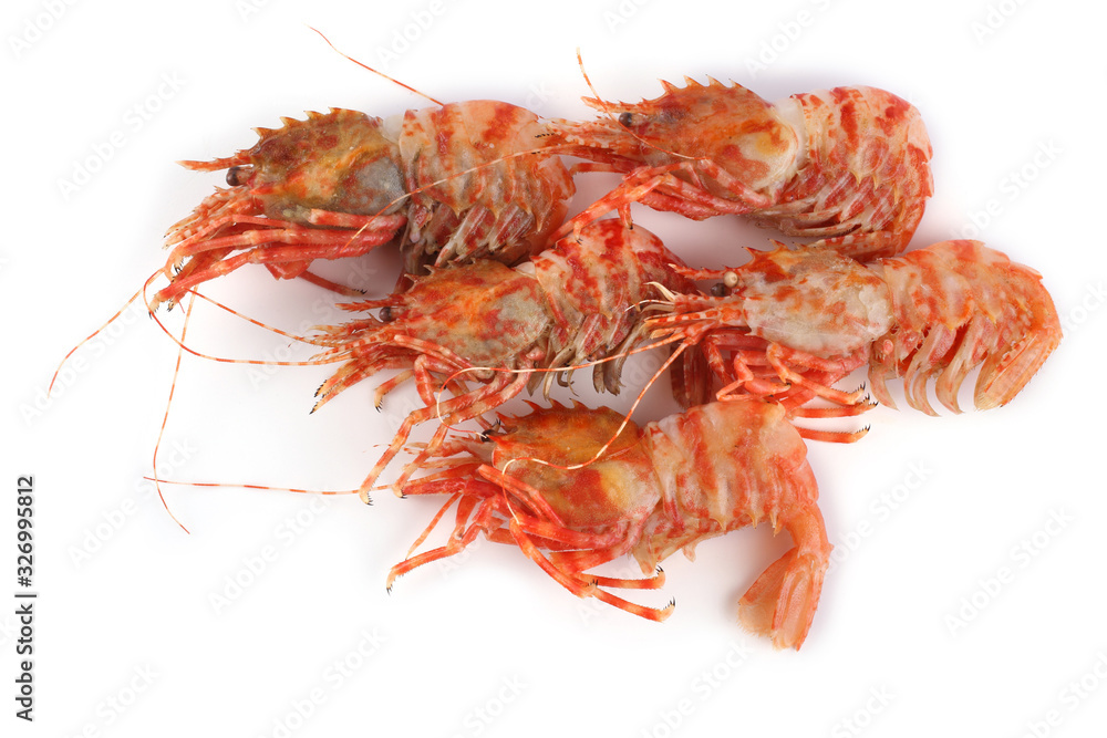 Shrimps isolated on white (northern Bering shrimp) Shrimps isolated on white (northern Bering shrimp)