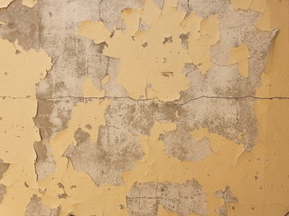 Ingelijste posters Verweerde muur Vergeelde betonnen muur retro stijl  © Vanchuree