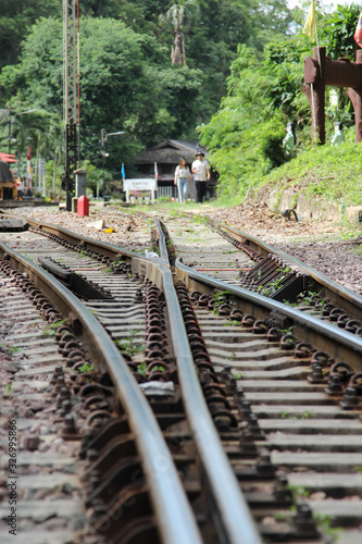 Railway for train transportation at KHUNTAN STATION, Northern Thailand.