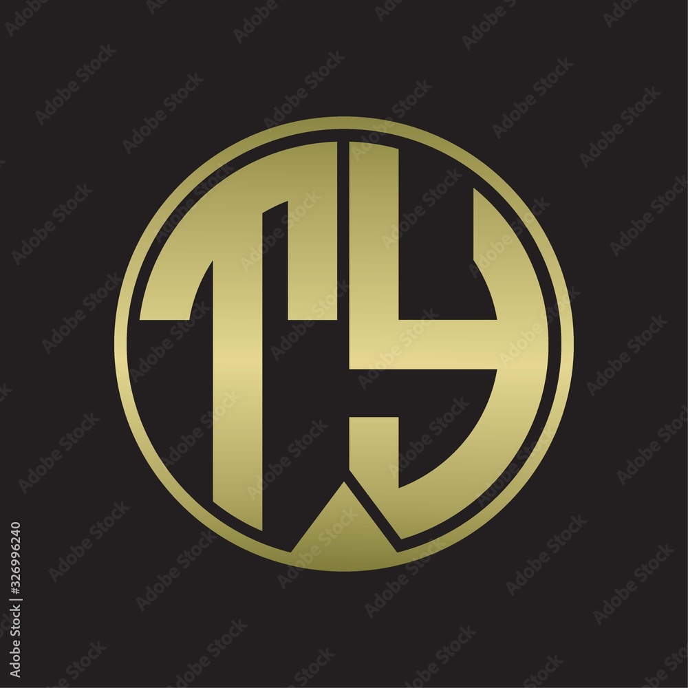 TY Logo monogram circle with piece ribbon style on gold colors TY Logo monogram circle with piece ribbon style on gold colors