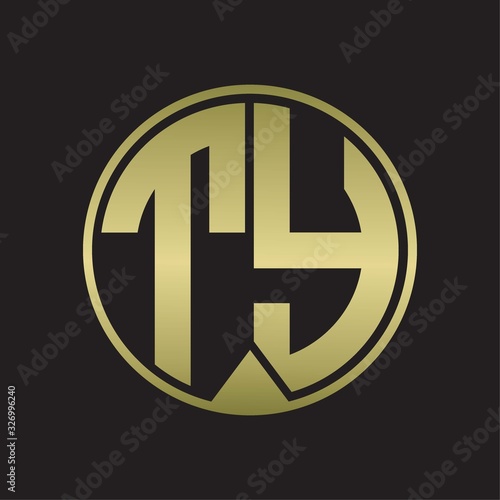 TY Logo monogram circle with piece ribbon style on gold colors