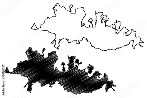 Bursa City (Republic of Turkey, Anatolia, Marmara) map vector illustration, scribble sketch City of Bursa map