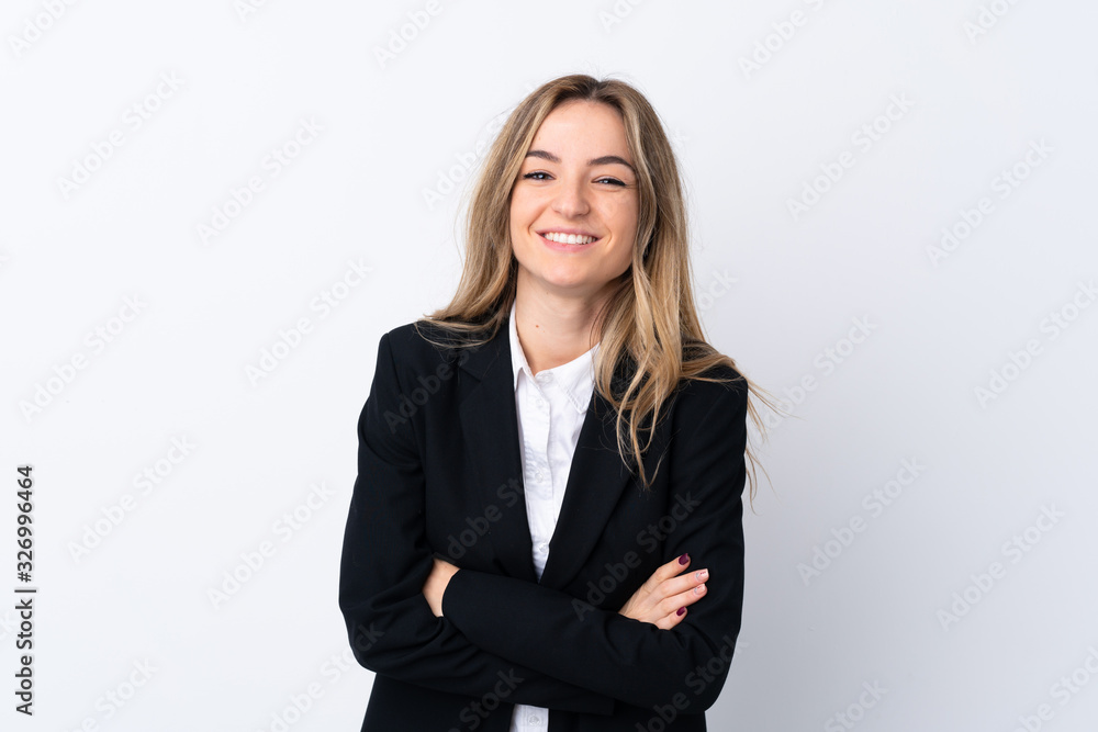 Young business woman over isolated white background laughing Young business woman over isolated white background laughing
