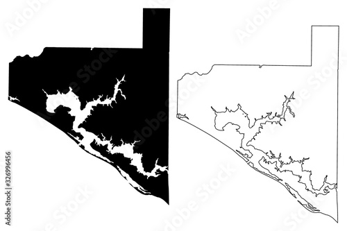 Bay County, Florida (U.S. county, United States of America,USA, U.S., US) map vector illustration, scribble sketch Bay map