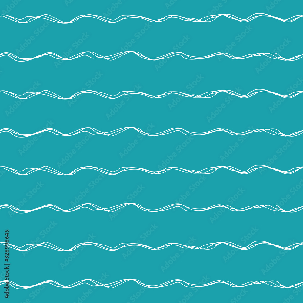 Wavy lines seamless vector pattern background. Uneven thin hand drawn doodle style ocean waves backdrop. Spacious abstract marine geometric stripe all over print. For water, Caribbean vacation concept Wavy lines seamless vector pattern background. Uneven thin hand drawn doodle style ocean waves backdrop. Spacious abstract marine geometric stripe all over print. For water, Caribbean vacation concept