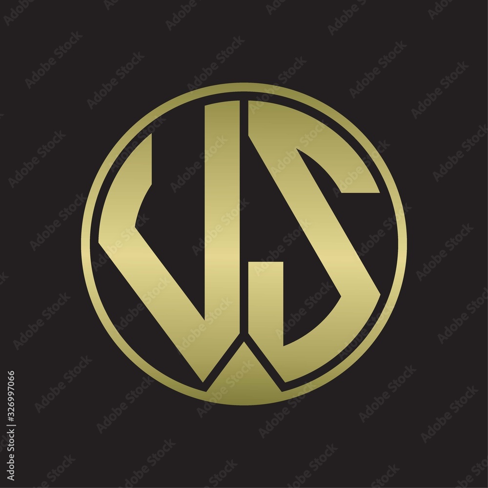 VS Logo monogram circle with piece ribbon style on gold colors VS Logo monogram circle with piece ribbon style on gold colors