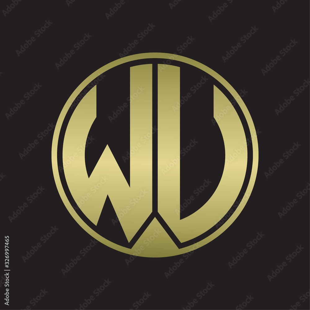 WU Logo monogram circle with piece ribbon style on gold colors WU Logo monogram circle with piece ribbon style on gold colors