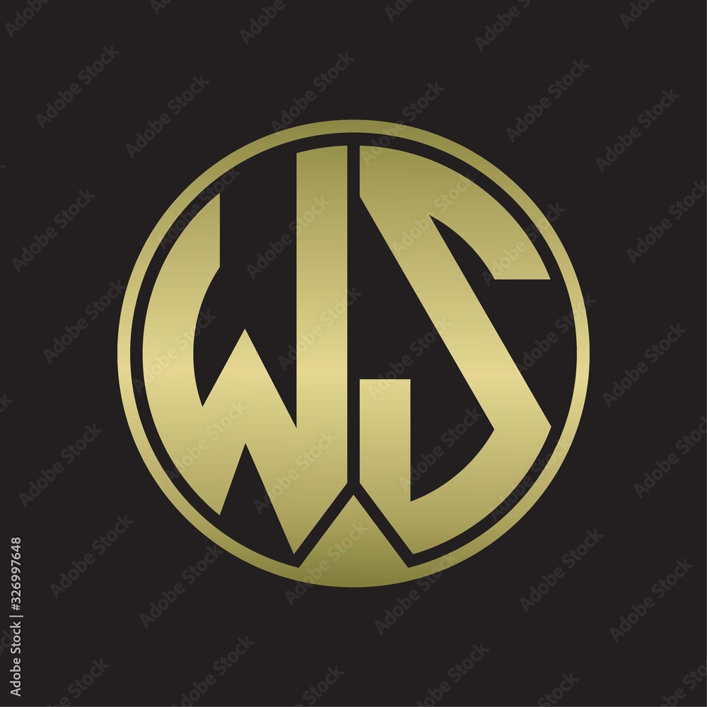 WS Logo monogram circle with piece ribbon style on gold colors WS Logo monogram circle with piece ribbon style on gold colors