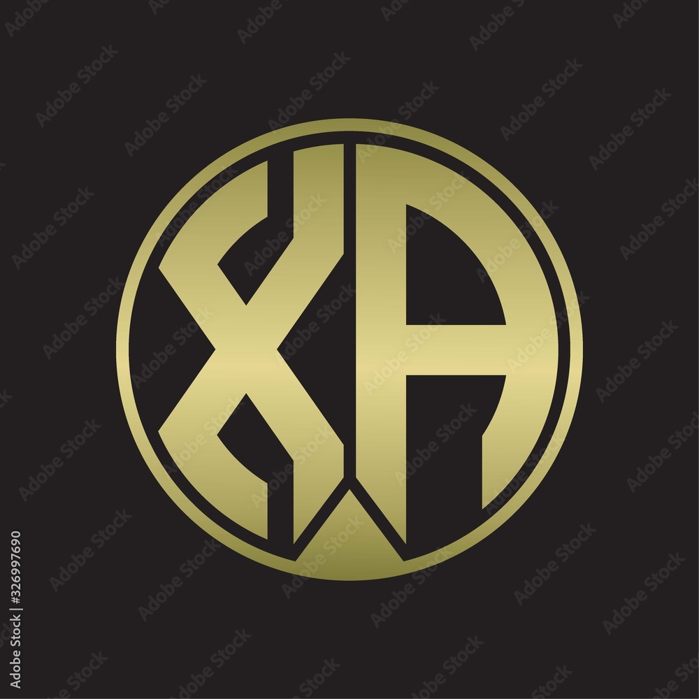 XA Logo monogram circle with piece ribbon style on gold colors XA Logo monogram circle with piece ribbon style on gold colors