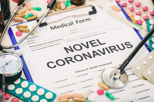 Coronavirus Covid19. Diagnosis novel coronavirus flu, medical form. 3d illustration