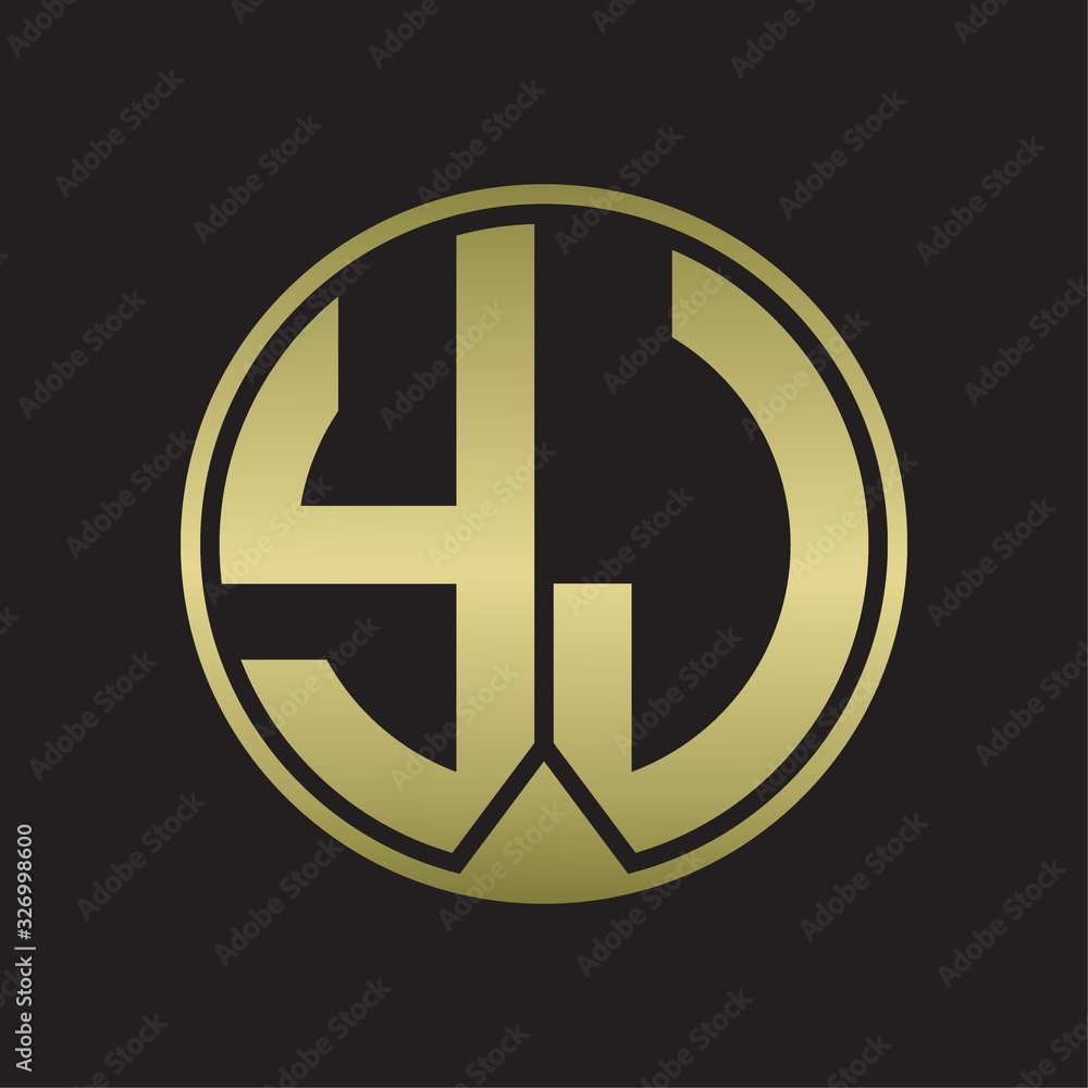 Obraz premium YJ Logo monogram circle with piece ribbon style on gold colors