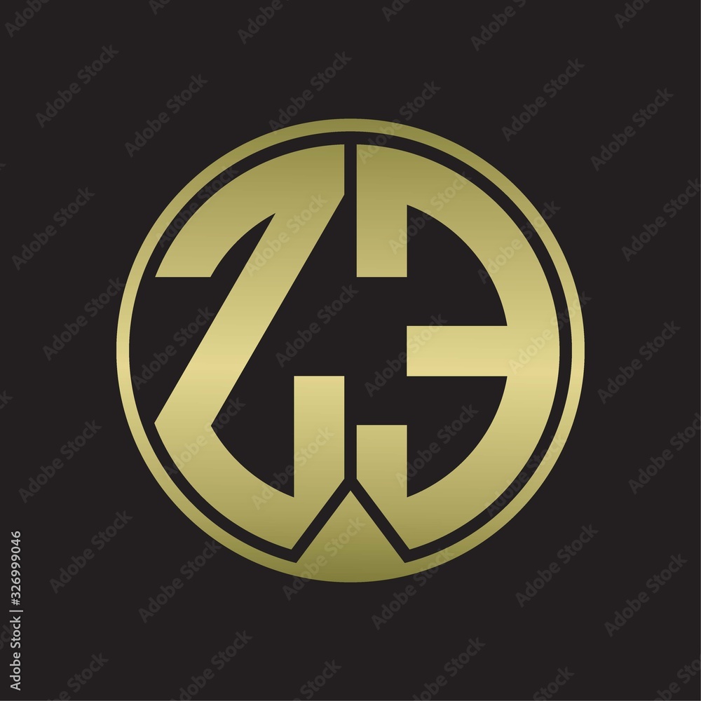 ZE Logo monogram circle with piece ribbon style on gold colors ZE Logo monogram circle with piece ribbon style on gold colors
