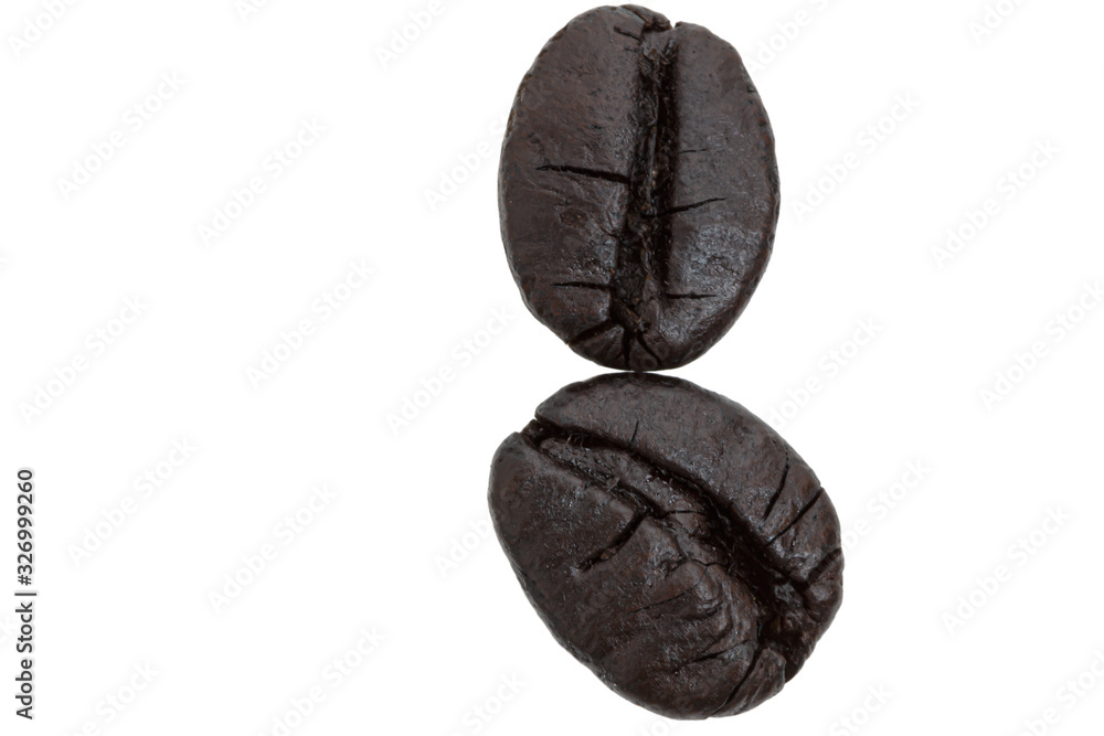 Naklejka premium Roasted coffee beans isolated on white background,close up