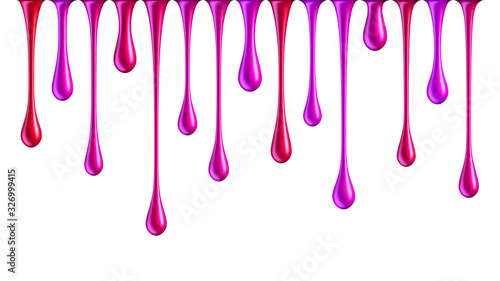 Pink and red nail polish drops isolated on white background
