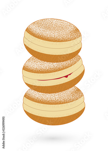 Drei Faschings Krapfen mit Puderzucker & Marmelade