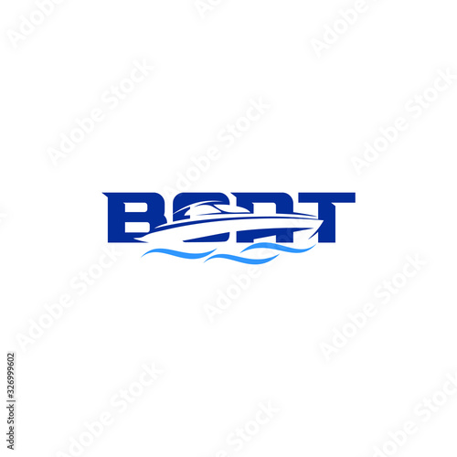 Boat Logo Maritime Transportation Vector with Text