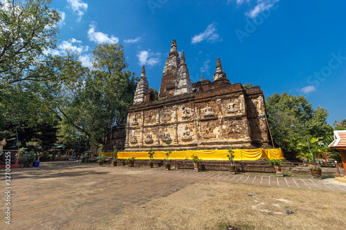 Maha Chedi (Ancient pagoda) at  Wat Chet Yot  (Wat Photharam Maha Wihan)  Chang Phueak Subdistrict, Mueang Chiang Mai District, Chiang Mai, Northern Thailand photo