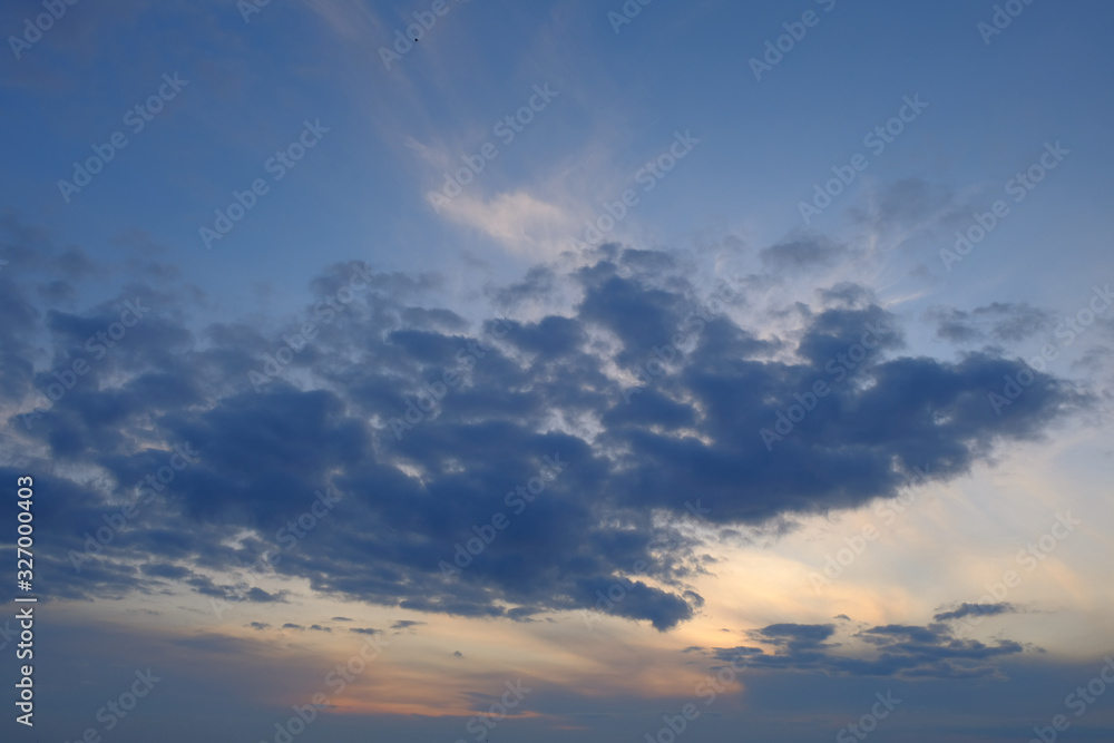 Clouds sunset sky blue glow