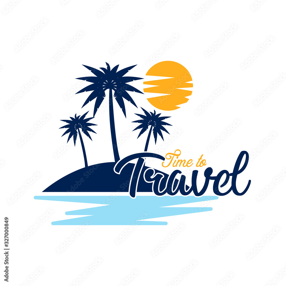 Island palm tree logo template
