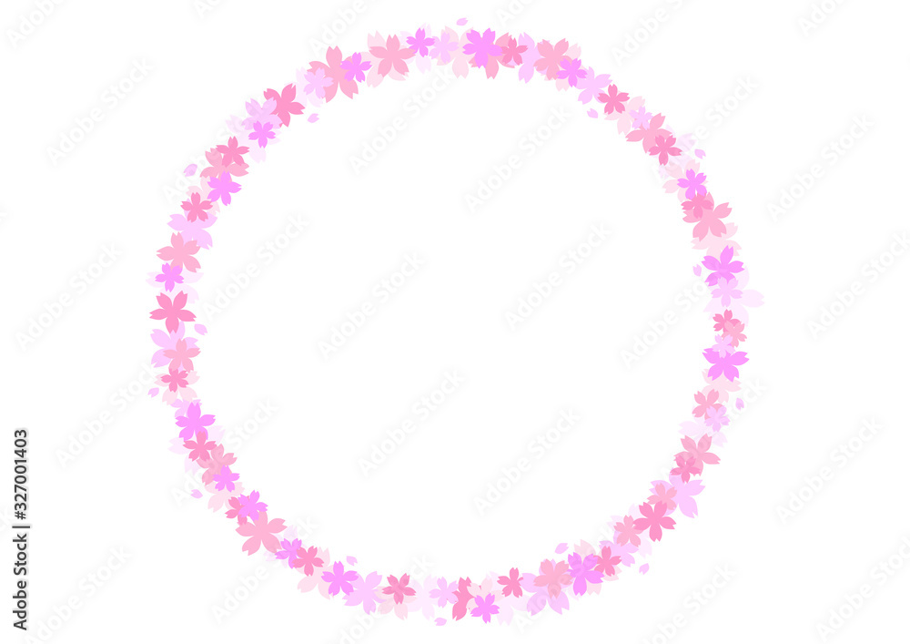 桜の花の円形フレームイラスト