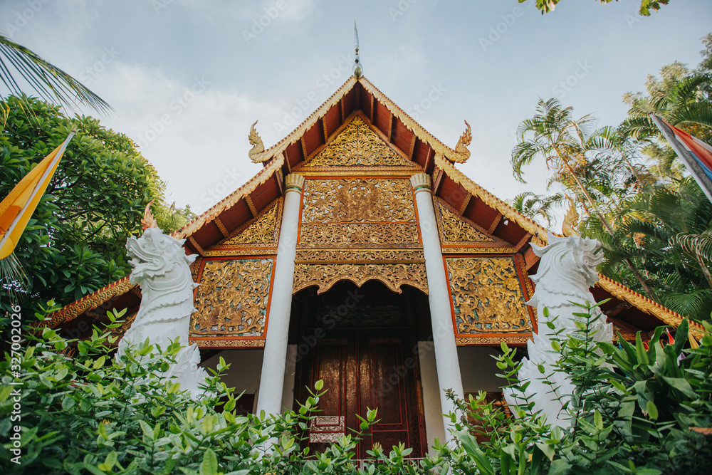 Chiang Mai, Thailand - JULY 15, 2019 Beautiful Buddha temples in Chiang Mai, one of the most visited places by tourists in Thailand. Chiang Mai, Thailand - JULY 15, 2019 Beautiful Buddha temples in Chiang Mai, one of the most visited places by tourists in Thailand.