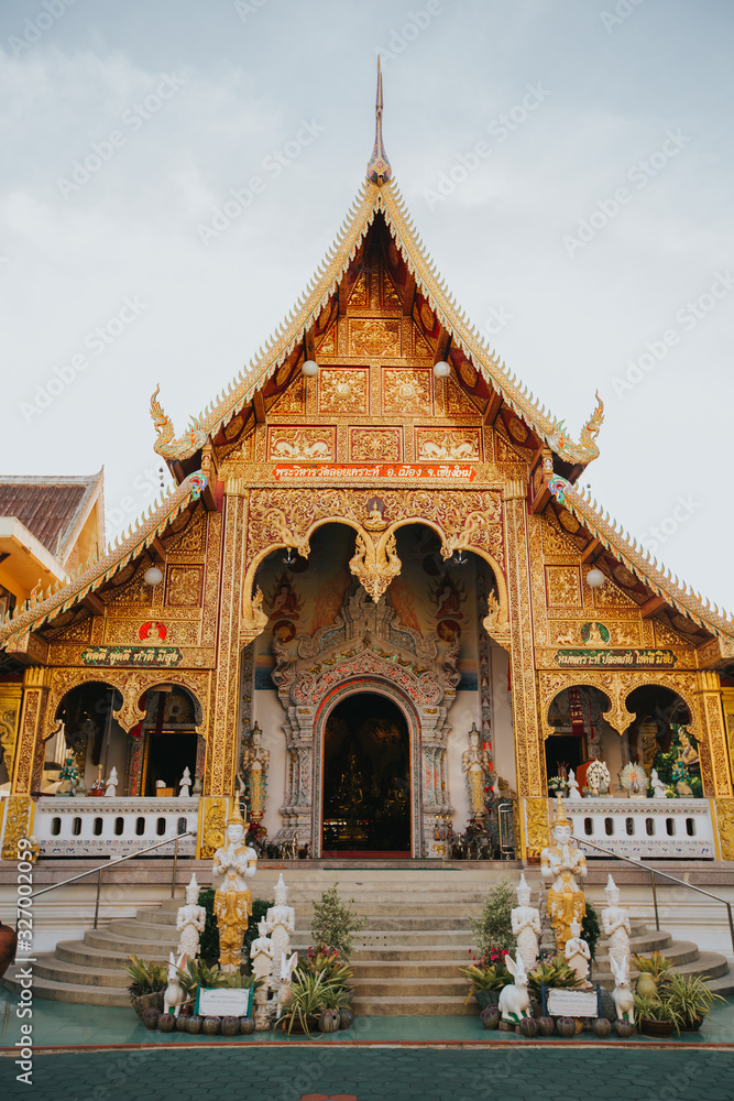 Chiang Mai, Thailand - JULY 15, 2019 Beautiful Buddha temples in Chiang Mai, one of the most visited places by tourists in Thailand. 