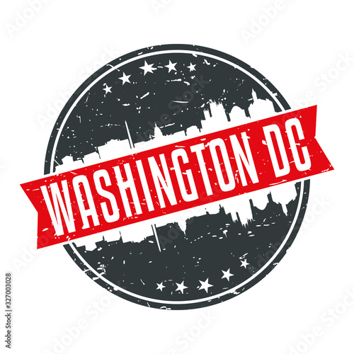 Washington DC USA Round. Travel Stamp Icon Skyline City Design Vector.