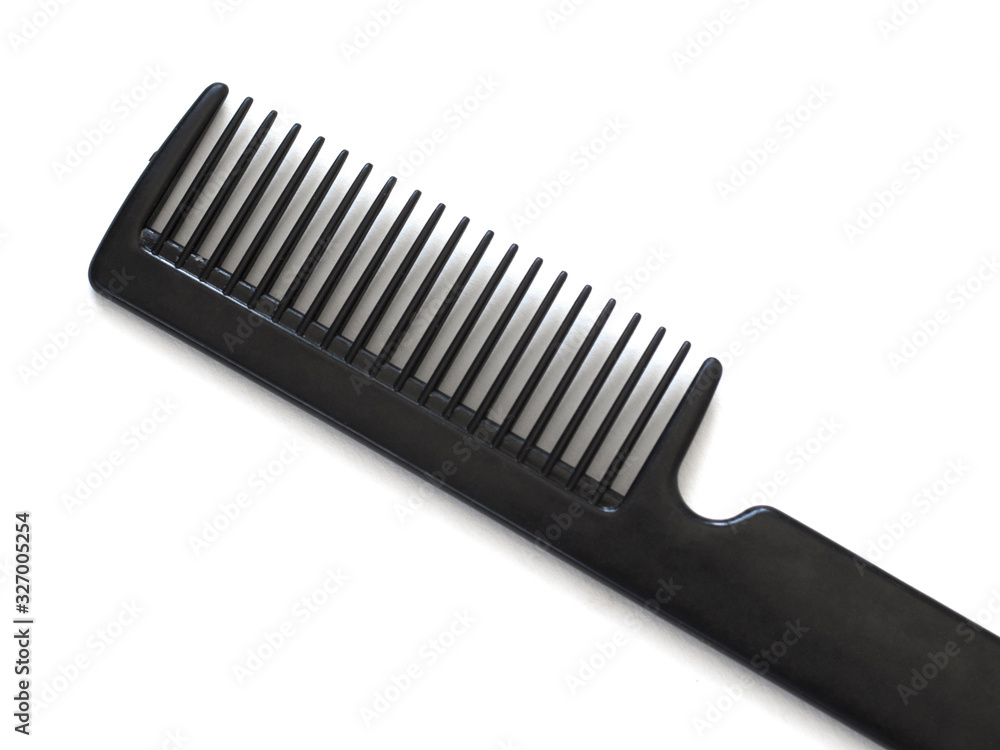 professional hairdresser comb, barber, salon, black, isolated on white background close up