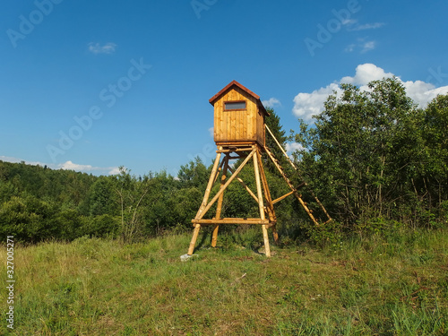 Wooden hunter lookout tower