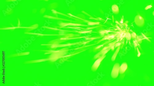 green screen sparks fire flying from one point in the background