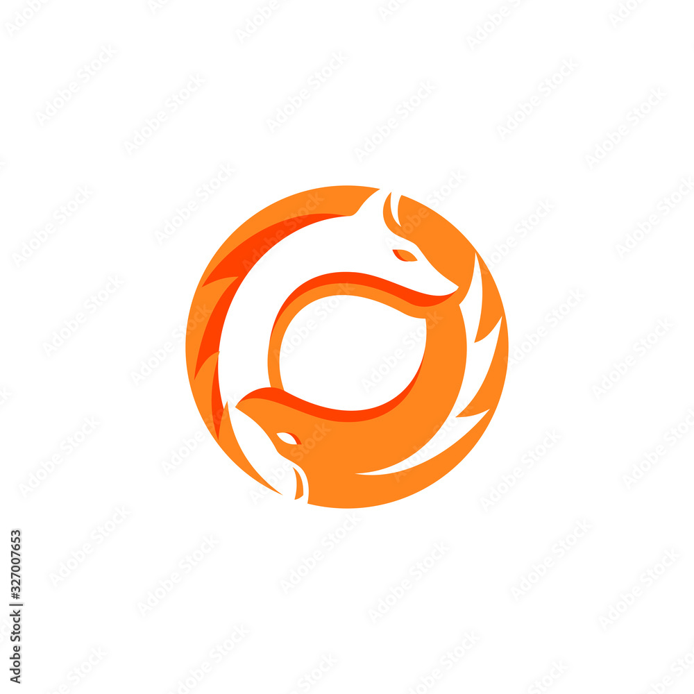 Fototapeta premium illustration of a circular fox