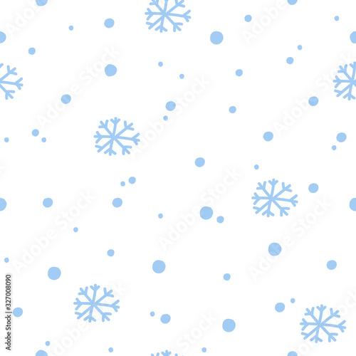 blue snowflakes  snowfall on a white background  winter pattern  vector illustration