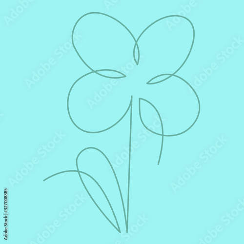 flower in the one line art for greeting cards, design of cosmetic packaging, prints, thematic design