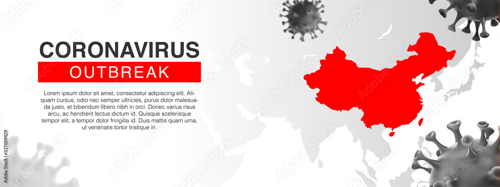 Obraz premium Epidemic coronavirus 2019-nCoV in Wuhan, China. Novel Coronavirus Alert outbreak in China. Virus Covid 19-NCP. Spread of the novel coronavirus Background.