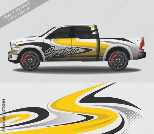 Car wrap decal design vector, custom livery race rally car vehicle sticker and tinting.