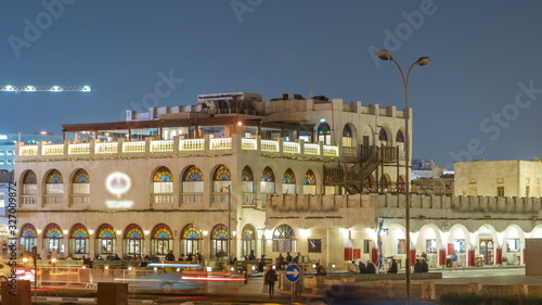 Souq Waqif night timelapse in Doha, Qatar.