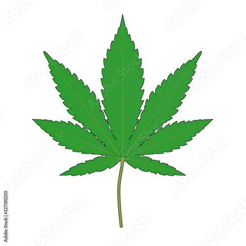 Medical Marijuana or Cannabis Hemp Leaf in Sketch and Toon Style. 3d Rendering