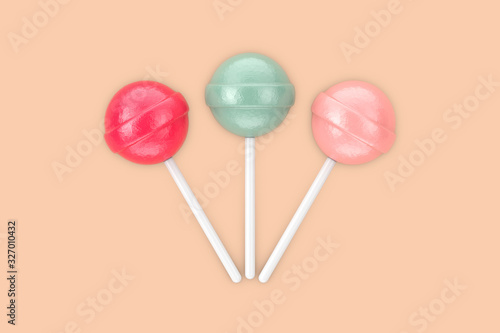 Sweet Candy Multicolour Lollipops. 3d Rendering