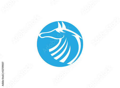horse head in circle steed or mare for logo design illustration on white background