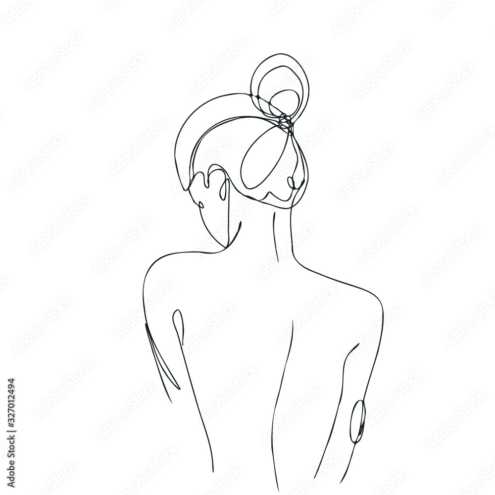 Fototapeta Continuous line drawing. Woman body. Vector Illustration for spa, tshirt, nails, poster