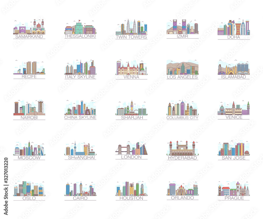 Cities Landscape Flat Vectors Pack 