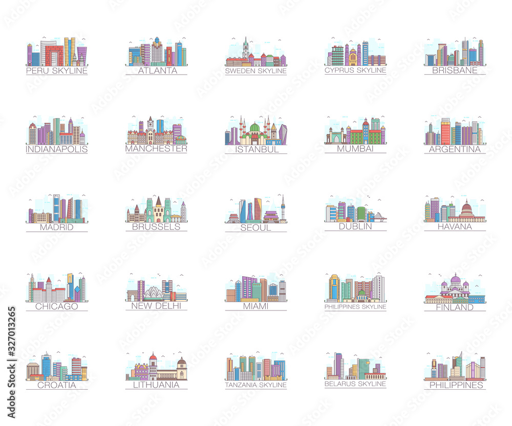 Obraz premium Mausoleum Buildings Flat Vectors Pack 