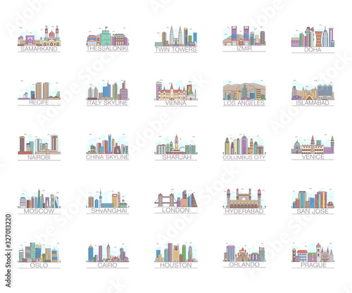 Photography Cities Landscape Flat Vectors Pack