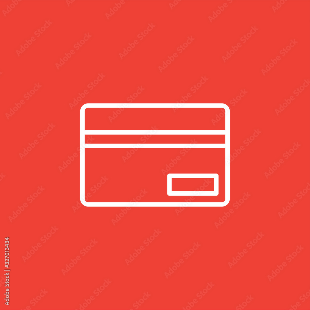Credit Card Line Icon On Red Background. Red Flat Style Vector Illustration