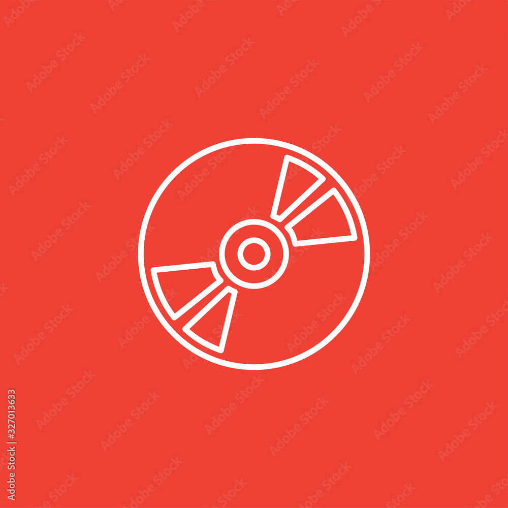 DVD or CD Line Icon On Red Background. Red Flat Style Vector Illustration DVD or CD Line Icon On Red Background. Red Flat Style Vector Illustration