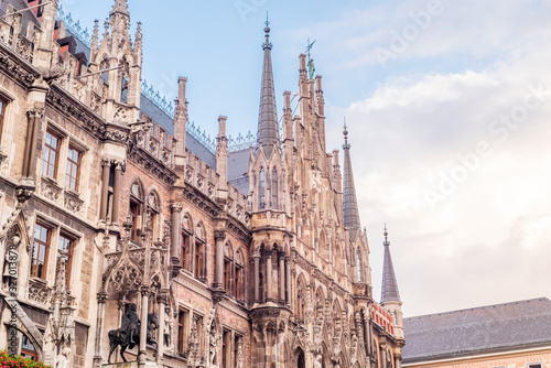 View to Tops of Majestic Historical buildings in the center of Munich, Germany.