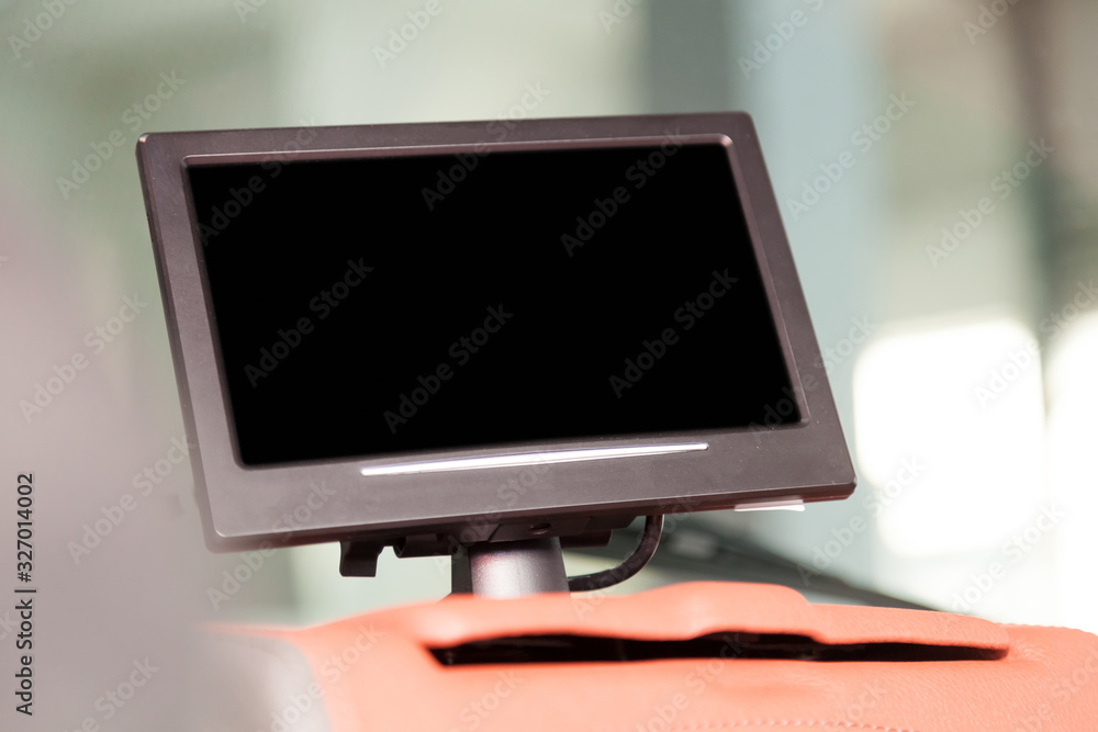 Black flat monitor with display Black flat monitor with display